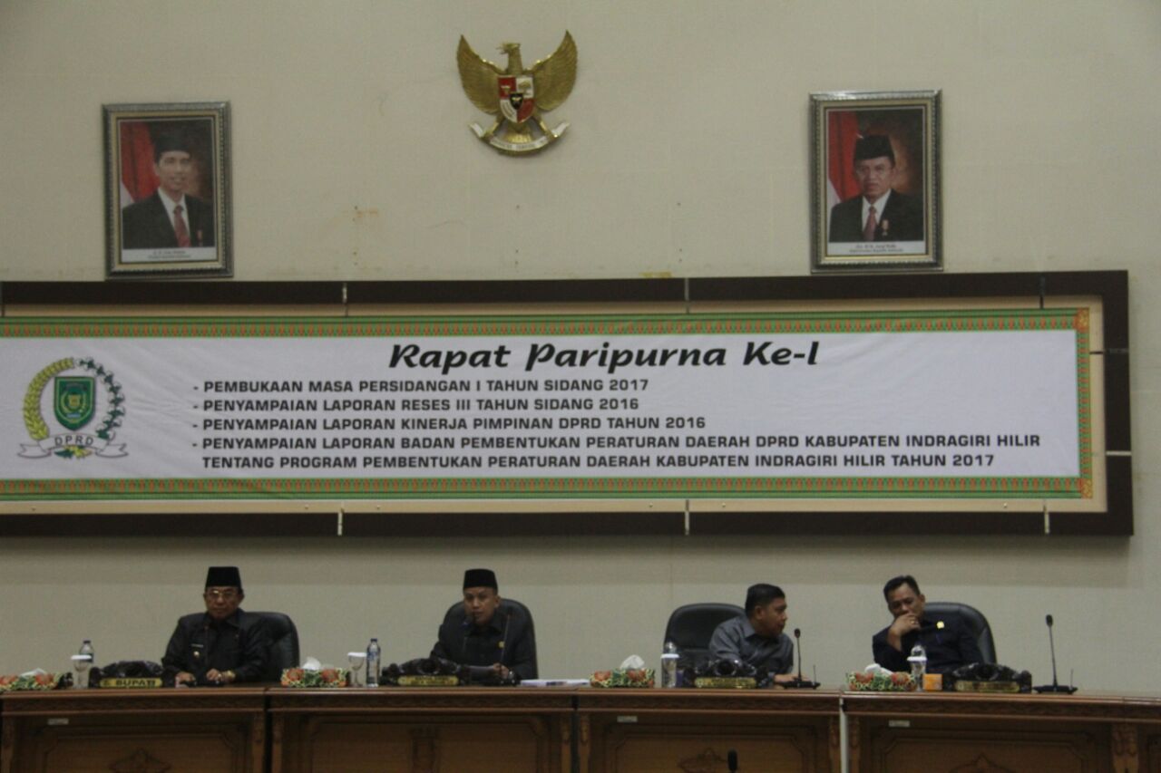 Bupati Inhil Hadiri Rapat Paripurna Pembentukan Perda Tahun 2017