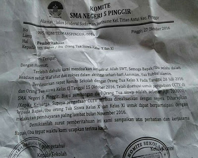 Waduh...!!! Sekolah SMA Negeri 5 Pinggir Diduga Lakukan Pungli