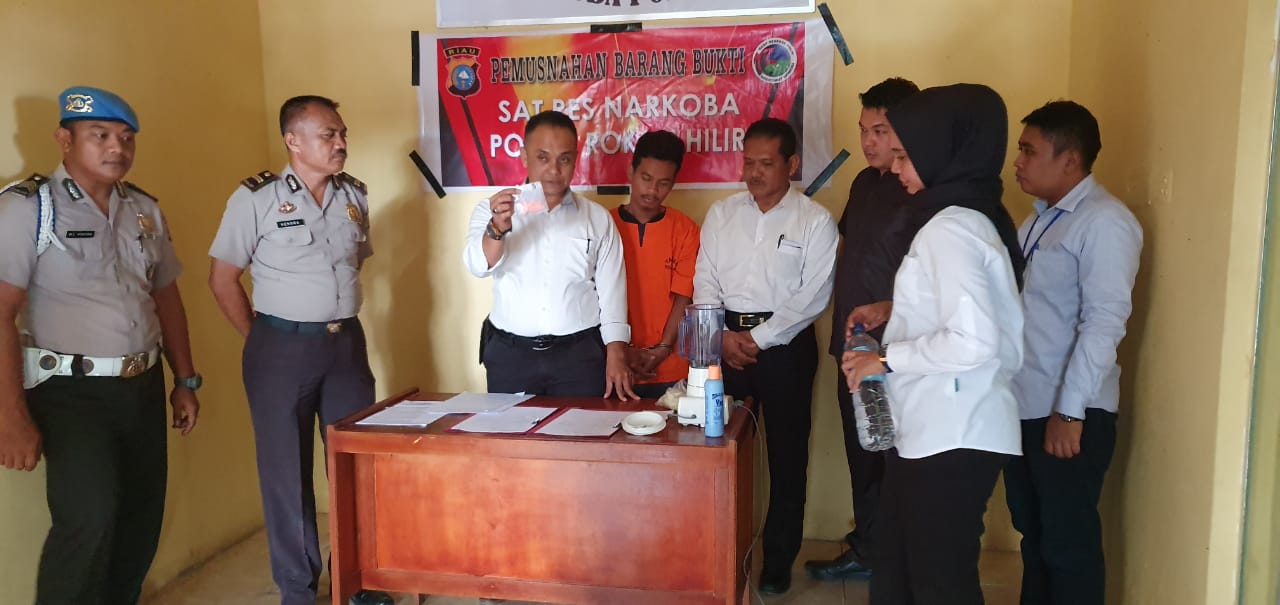 Sat Narkoba Polres Rohil Musnahkan 38 Butir Exctasy