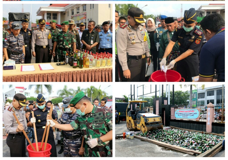 Polres Dumai Musnahkan BB Miras dan Sabu