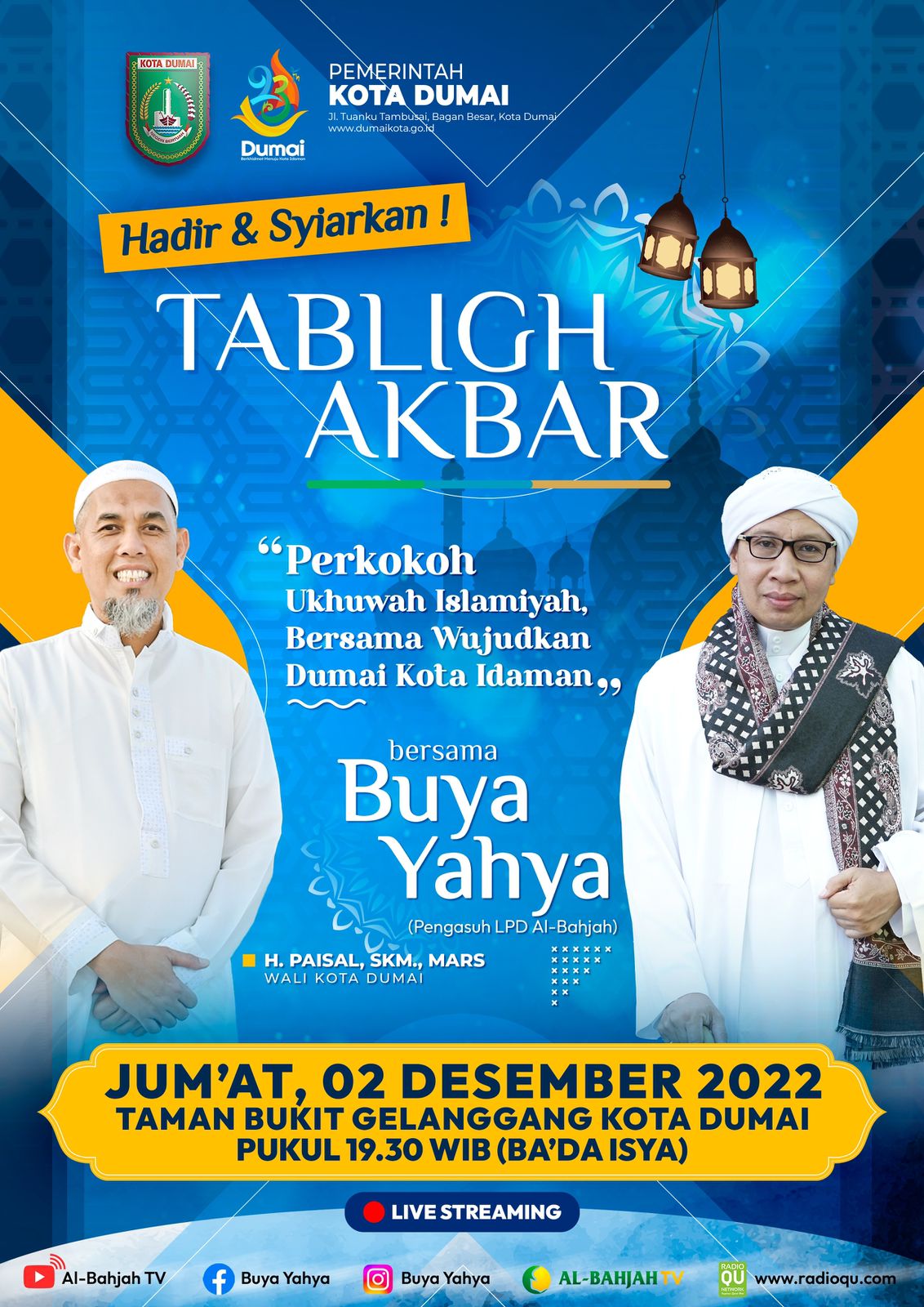Pemko Dumai Bakal Gelar Tabligh Akbar dan Kajian Subuh Bersama Buya Yahya, Catat Waktu dan Lokasinya