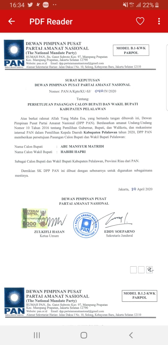 Matridi - Habibi Pasngan Pertama yang Siap Berlayar di Pilkada Pelalawan