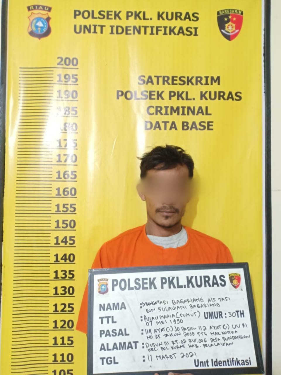 Dengan Barang Bukti Sabu-sabu, Polsek Pangkalan Kuras Amankan Satu Pelaku