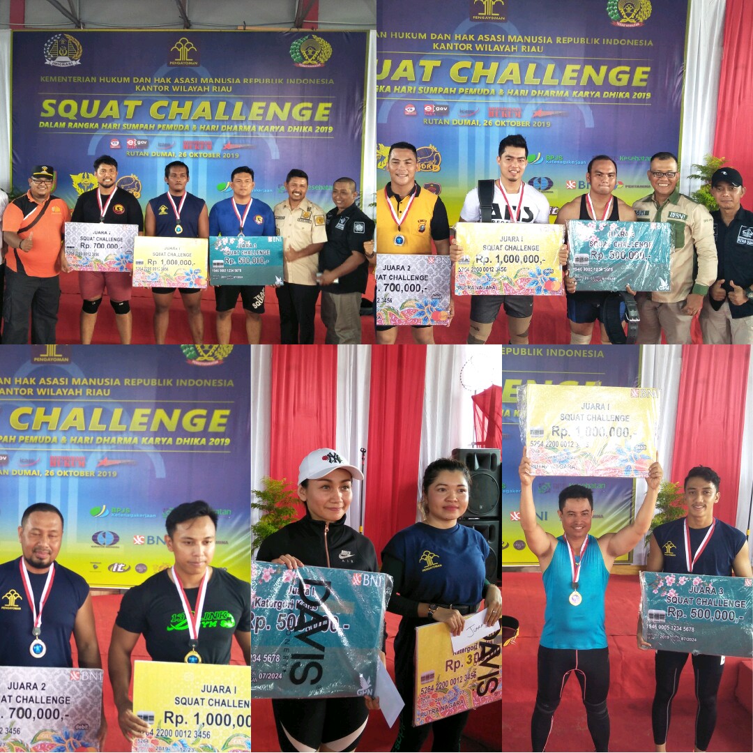 Squat Challenge Rutan II Dumai Digelar, Ini Daftar Pemenangnya