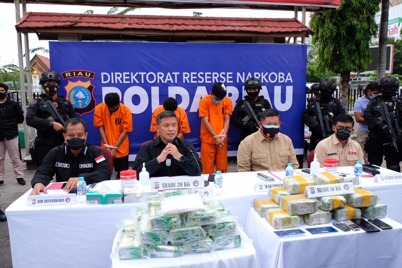 Polda Riau Kembali Berhasil Ungkap 36 Kg Sabu dan Amankan 5 Tersangka