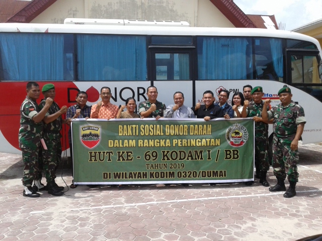 Rangkaian Kegiatan HUT Kodam I/BB ke 69, Kodim 0320/Dumai Gelar Donor Darah