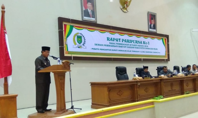 Bupati Inhil Sampaikan Pidato Pengantar Terhadap 5 Ranperda Tahun 2018