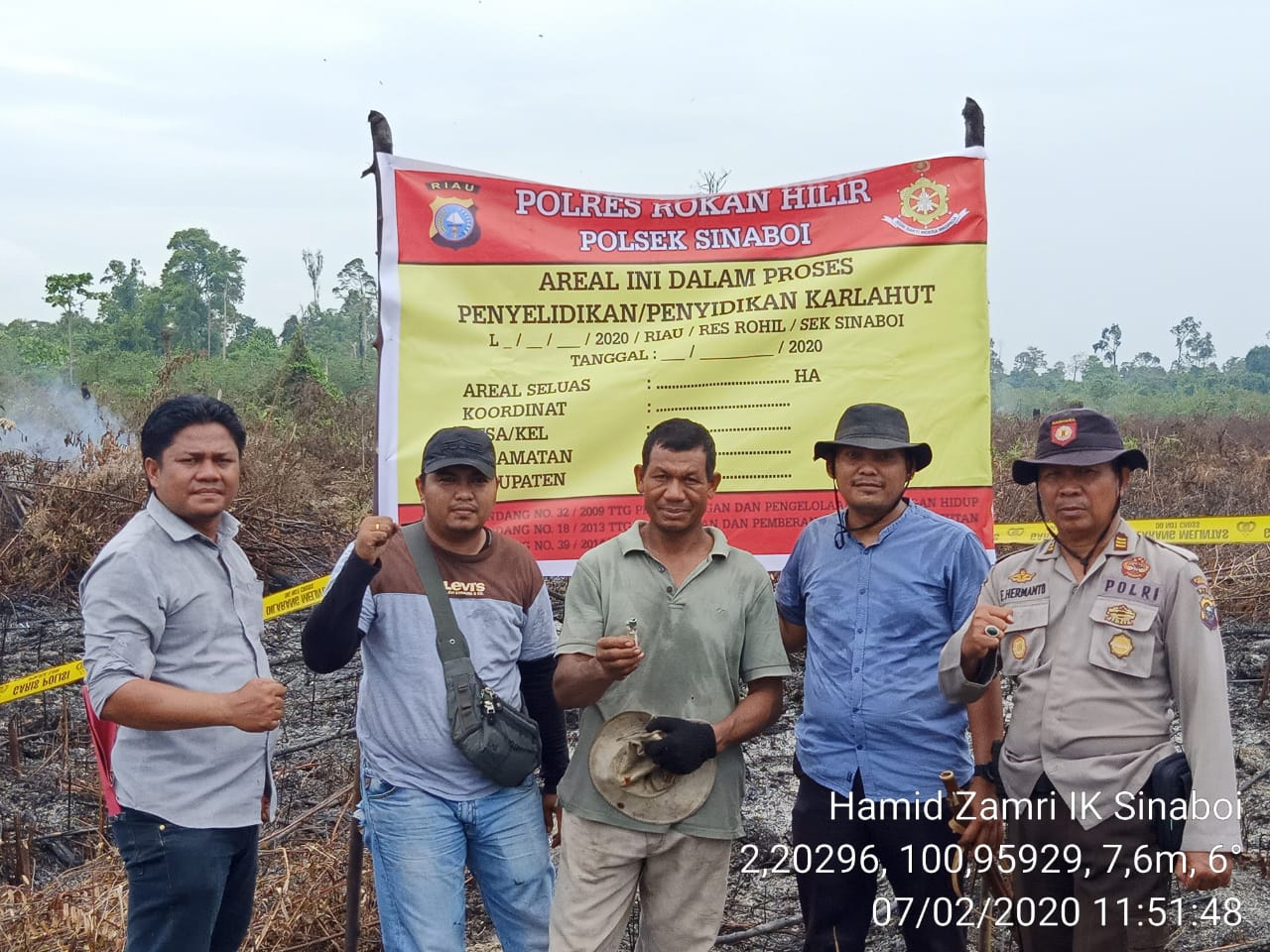 Sat Reskrim Polsek Sinaboi,Tangkap Pelaku Karhutla Usai Bakar Lahan Seluas 1.5 Hektar.
