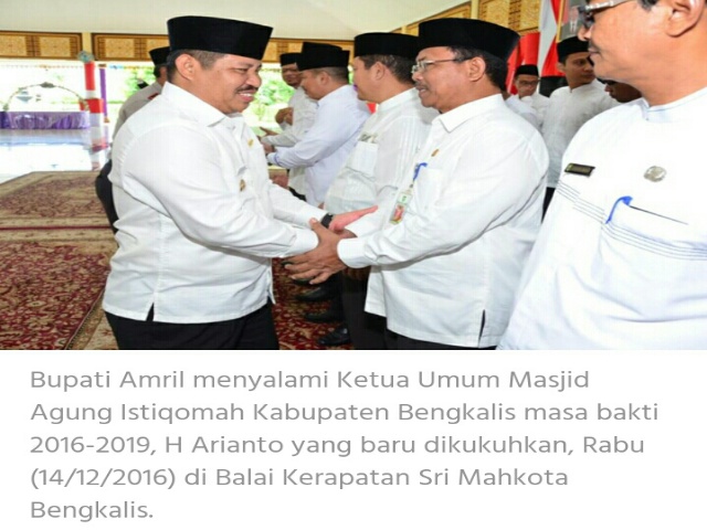 Bupati Amril Kukuhkan BPMA Istiqomah Bengkalis 2016-2019