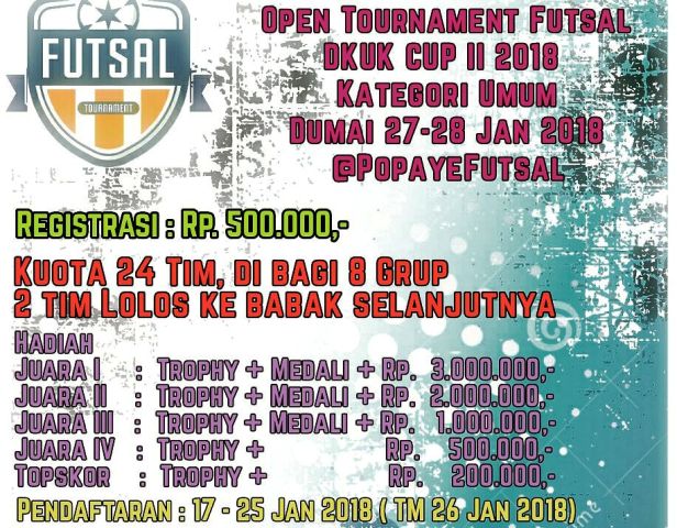 DKUK CUP II, Ajang Asah Mental Pemain Futsal Dumai