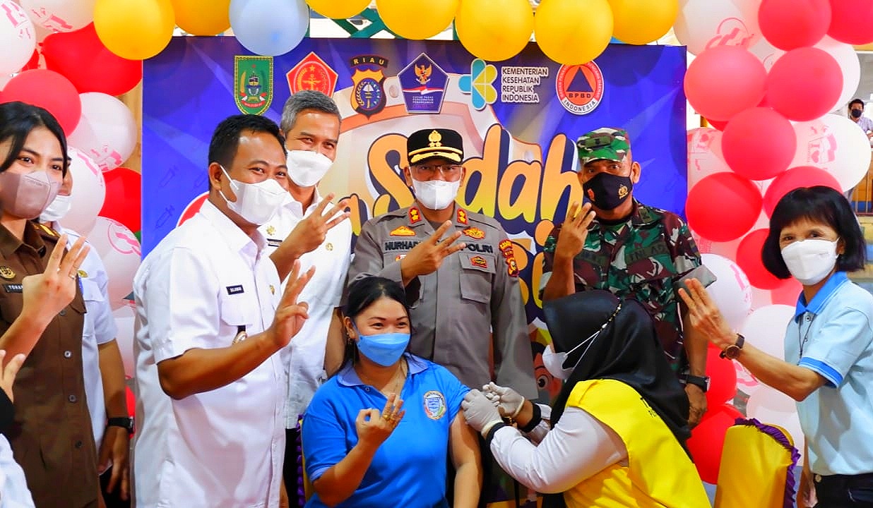 Kapolres Rohil Pastikan Launcing Vaksinasi COVID-19 Anak Usia 6 Sampai 11 Tahun Berjalan Lancar