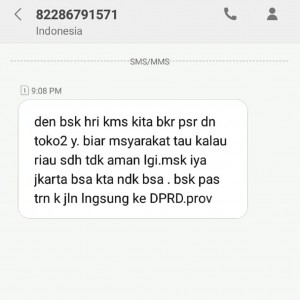 Pesan Singkat Mengajak Anarkis Beredar di Pekanbaru