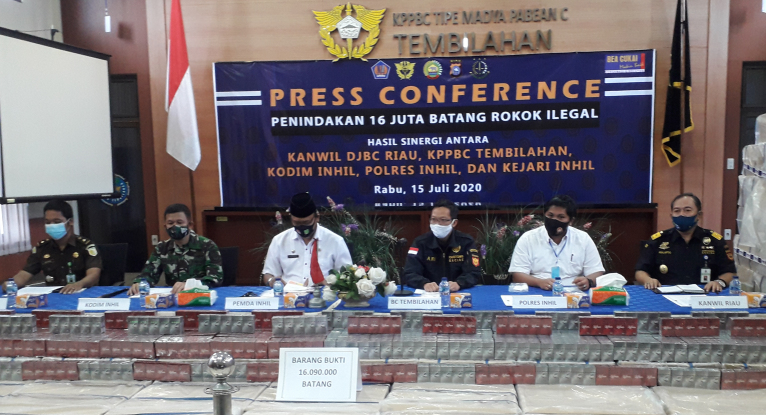 KPPBC TMP C Tembilahan Sita 1.609 Karton Rokok Ilegal