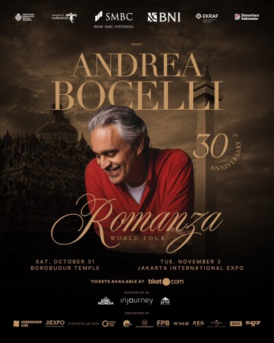 Andrea Bocelli Merayakan Tur Peringatan 30 Tahun Romanza dengan Dua Konser Spektakuler di Indonesia