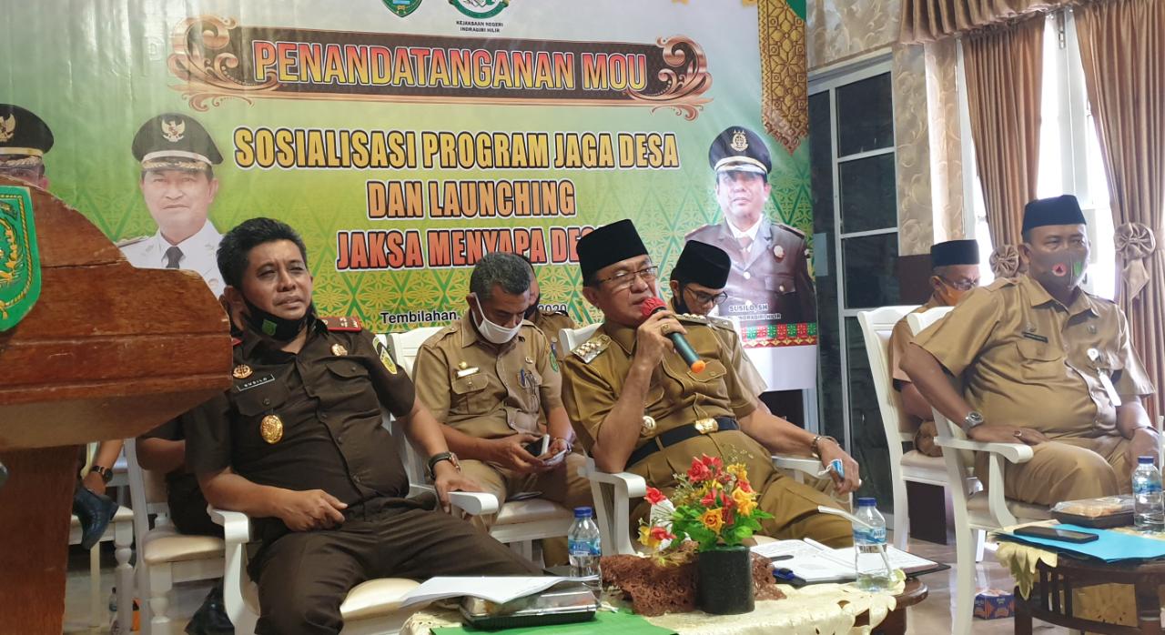 Bupati Inhil dan Kajari teken Mou Program Jaga Desa dan Jaksa Menyapa melalui GGTV dan GFM