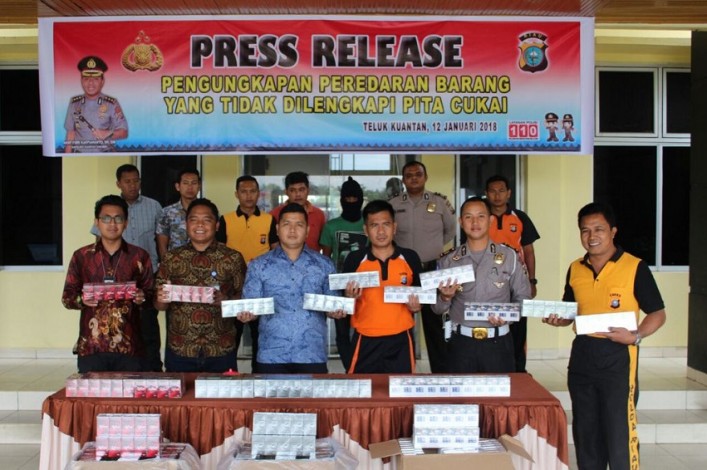 Polres Kuansing Amankan Puluhan Kardus Rokok Tanpa Cukai