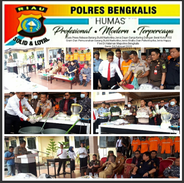 Kapolres Bengkalis Gelar Prees Release Pemusnahan Barang Bukti Narkotika