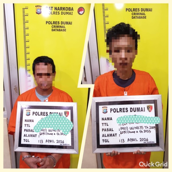 Dua Tersangka Diamankan Polres Dumai Beserta Paket Sabu