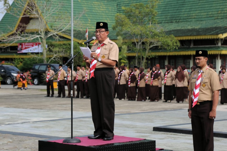 HUT Pramuka Ke-57, Bupati Inhil Pimpin Upacara Pembukaan Giat Lomba