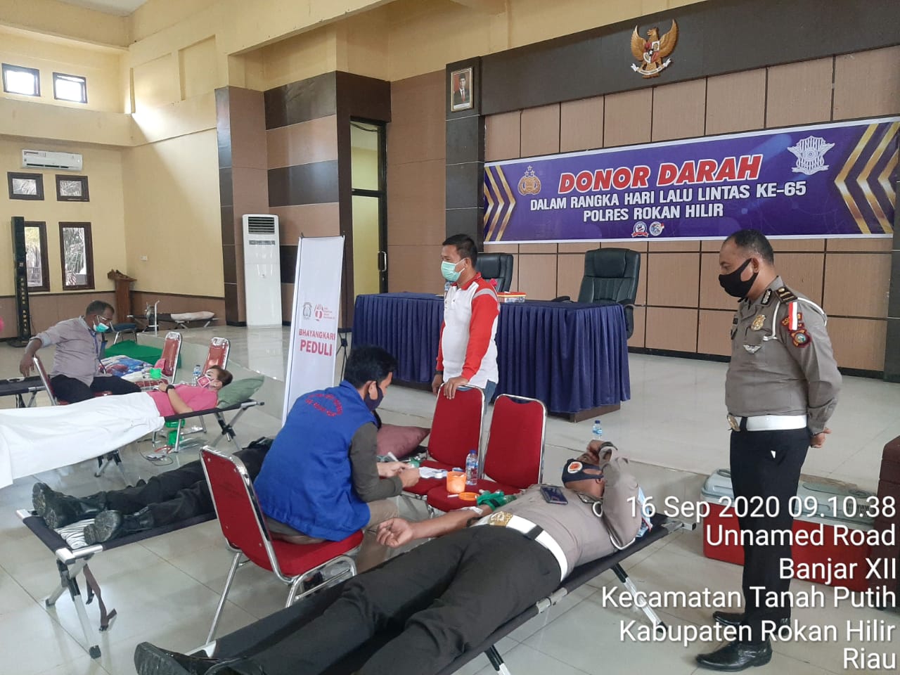 HUT Lantas Ke-65, Satlantas Polres Rohil Bersama PMI Gelar Donor Darah