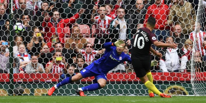 Manchester City Permalukan Stoke, Sergio Aguero-Nolito Cetak Dua Gol