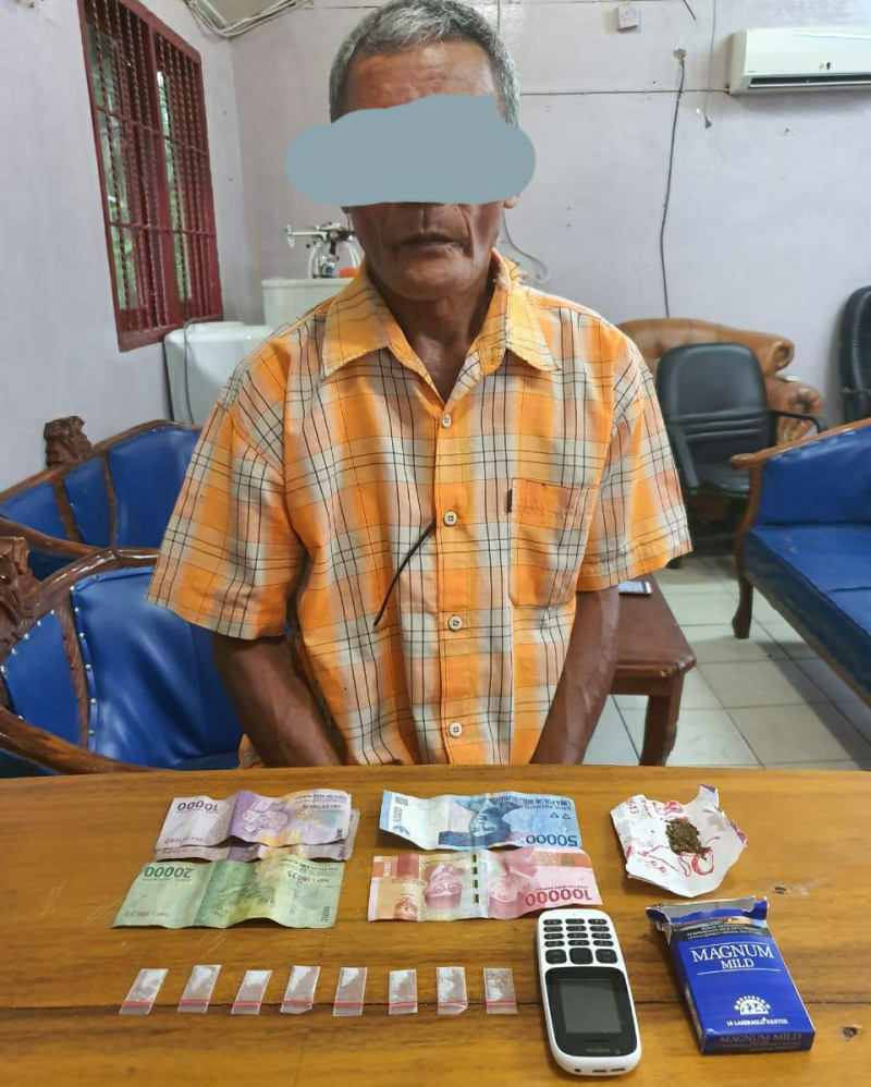 Ringkus Pengedar Sabu, Seorang Pria Tua Mendekam Dijeruji Besi Mapolsek Mandau