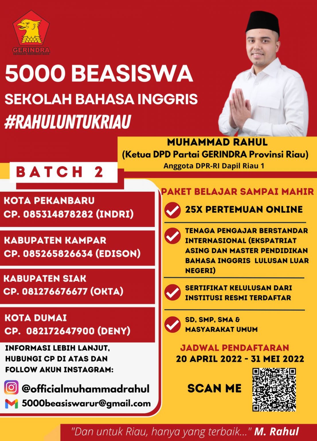 Ayo Ikuti Program Belajar Bahasa Inggris Gratis dari Partai Gerindra
