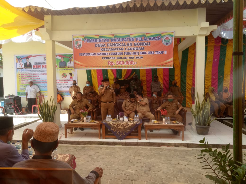 Bupati Pelalawan Serahkan Bantuan Langsung Tunai di Desa Pangkalan Gondai