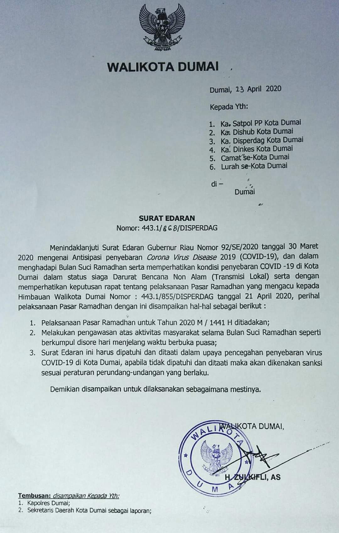 Dumai Tanpa Pasar Ramadhan di Tahun Ini