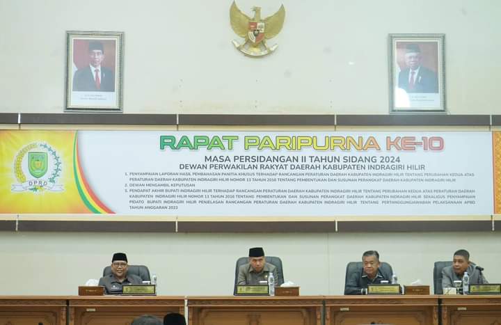 DPRD Inhil Taja Paripurna Dengan Agenda Pandangan Akhir Pansus Tentang Pembentukan dan Susunan Perangkat Daerah
