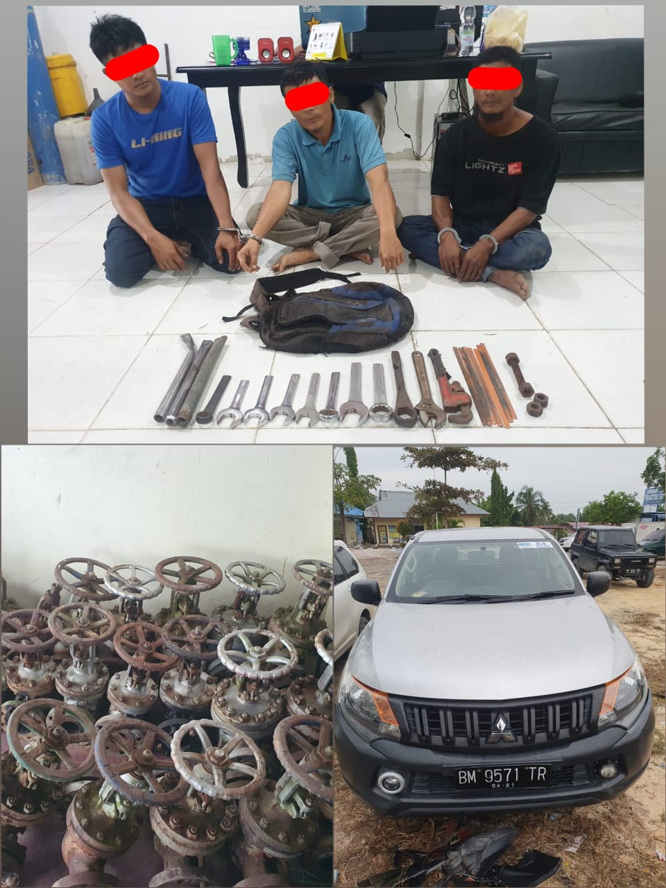 Satreskrim Bengkalis Amankan Tiga Pelaku Spesialis Pencuri Valve Pipa