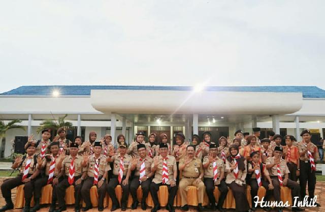Bupati Pimpin Apel Gelar Senja Kwarcab 04.02 Gerakan Pramuka Kabupaten Inhil