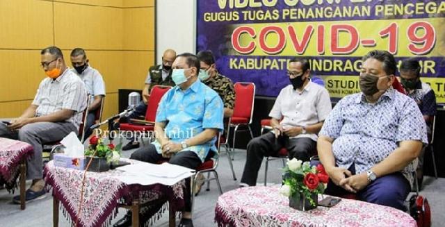 Lewat Vidcon, Pemkab Inhil Koordinasikan Mekanisme Pelaksanaan Bansos Terkait Covid-19