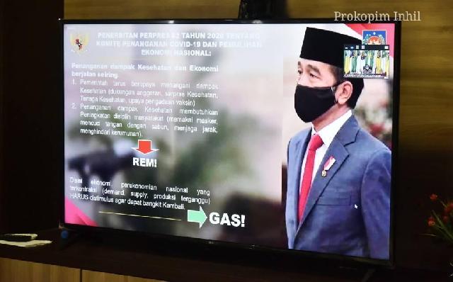 Pemkab Inhil Ikuti Rakoor Penanganan Covid-19